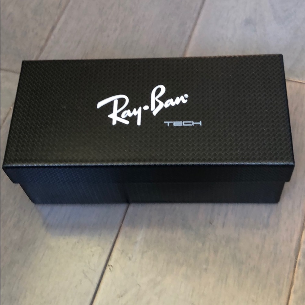 Ray-Ban box. Approximately 7x3 inches.